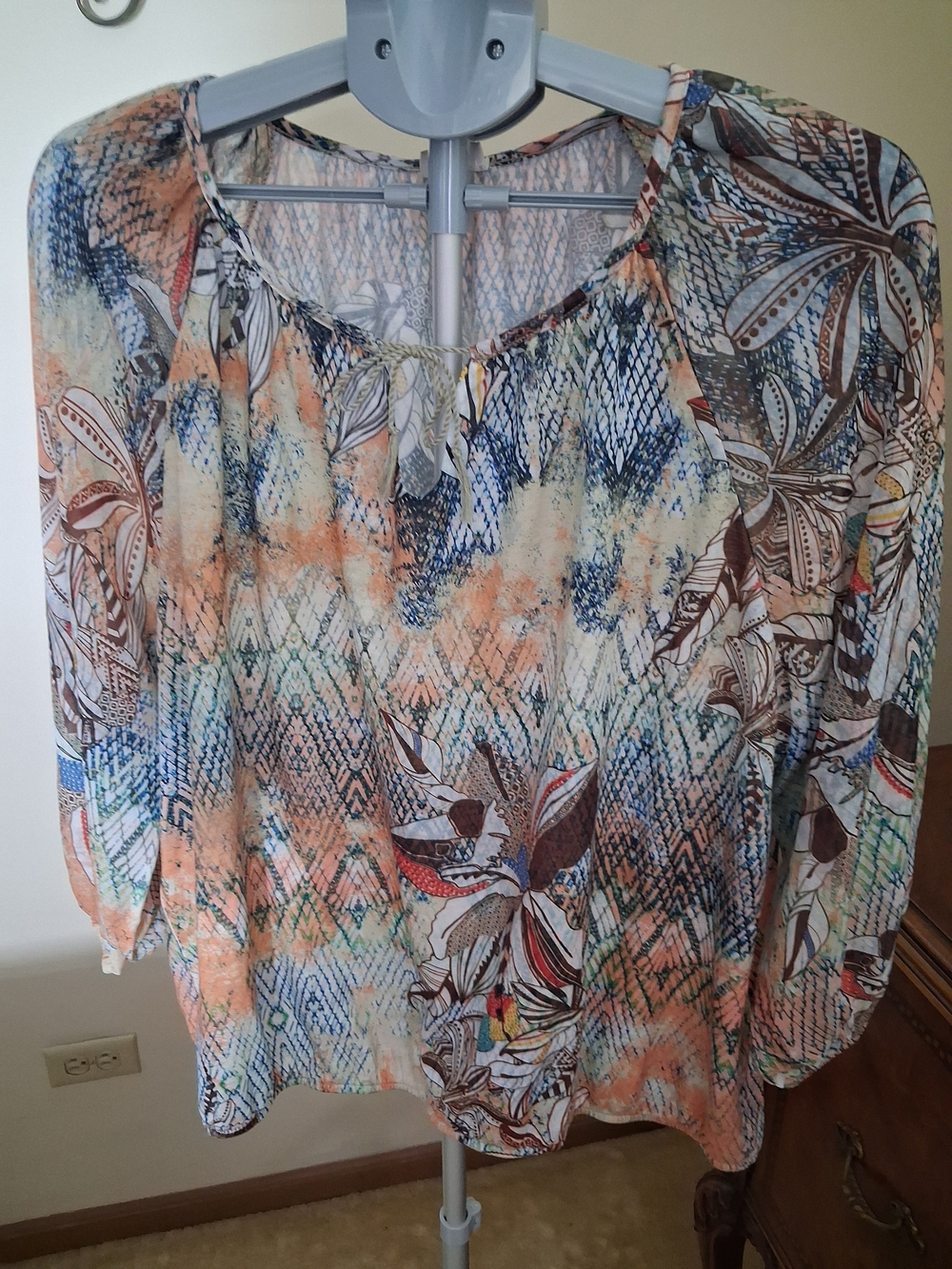 Chico's Fall Printed Peasant Blouse